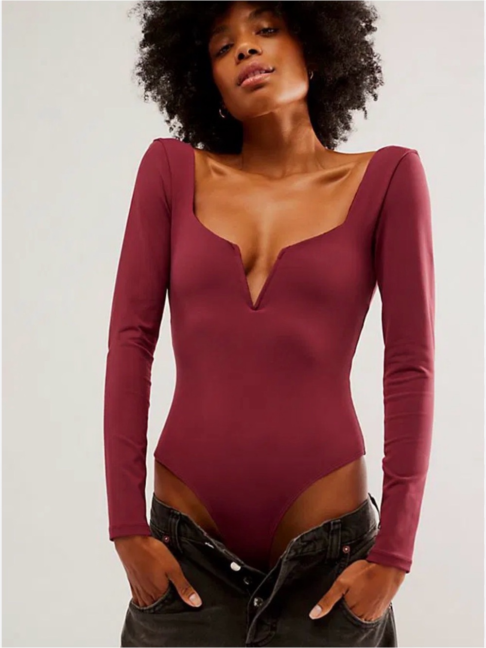 Intimately Free People "Stars Aligned" V-Wire Bodysuit - Burgundy